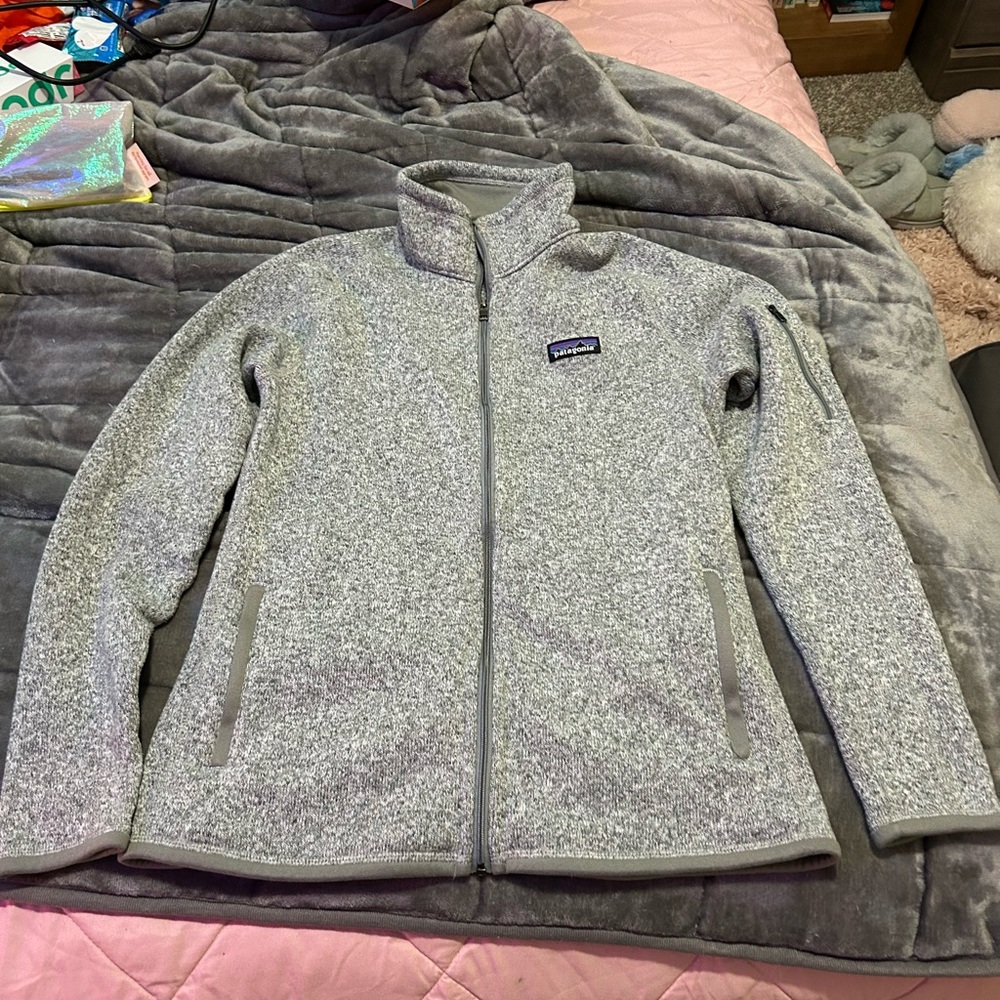 Patagonia Gray Knit Fleece Jacket Full-Zip Casual Wear